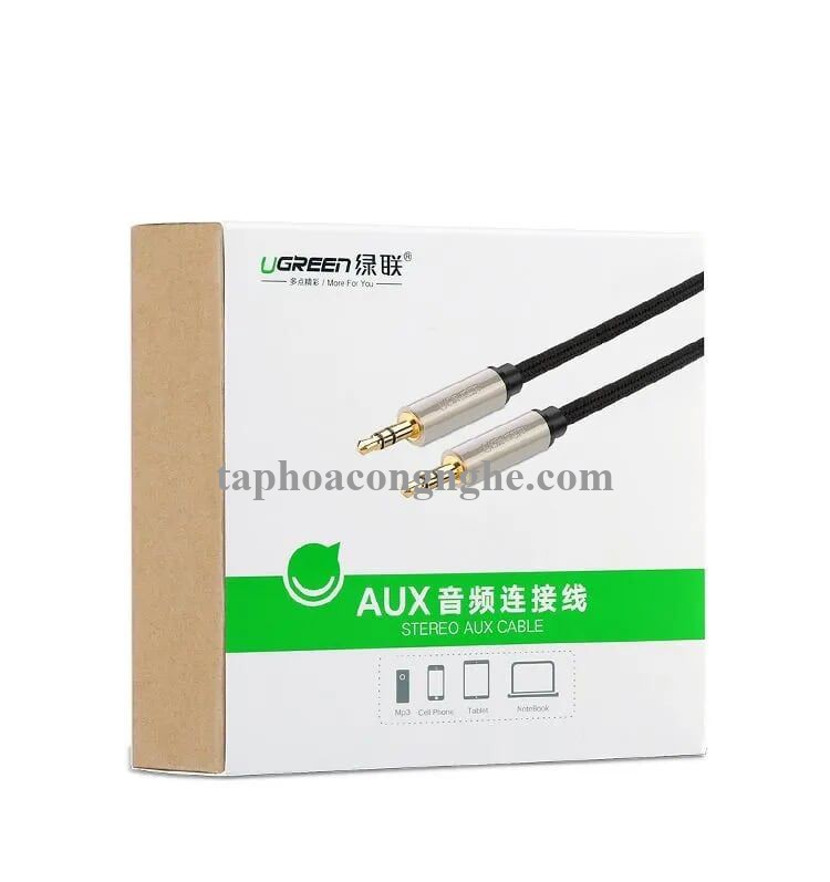 Ugreen 10605 3M màu Xám Cáp âm thanh 2 đầu 3.5mm dương cao cấp AV125 30010605